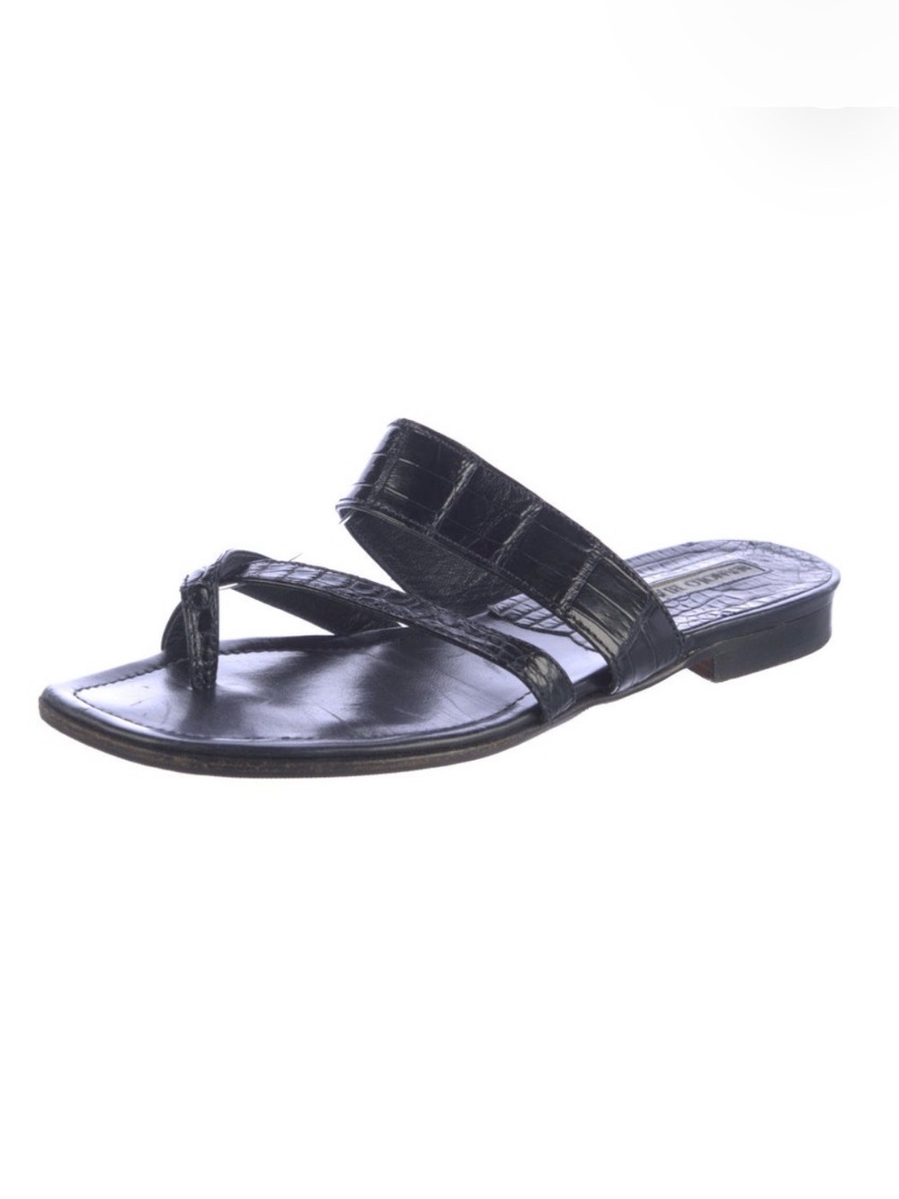 Manolo Blahnik Susa Alligator Sandal Embossed Leather Sandals Womens 39 EU/9 US